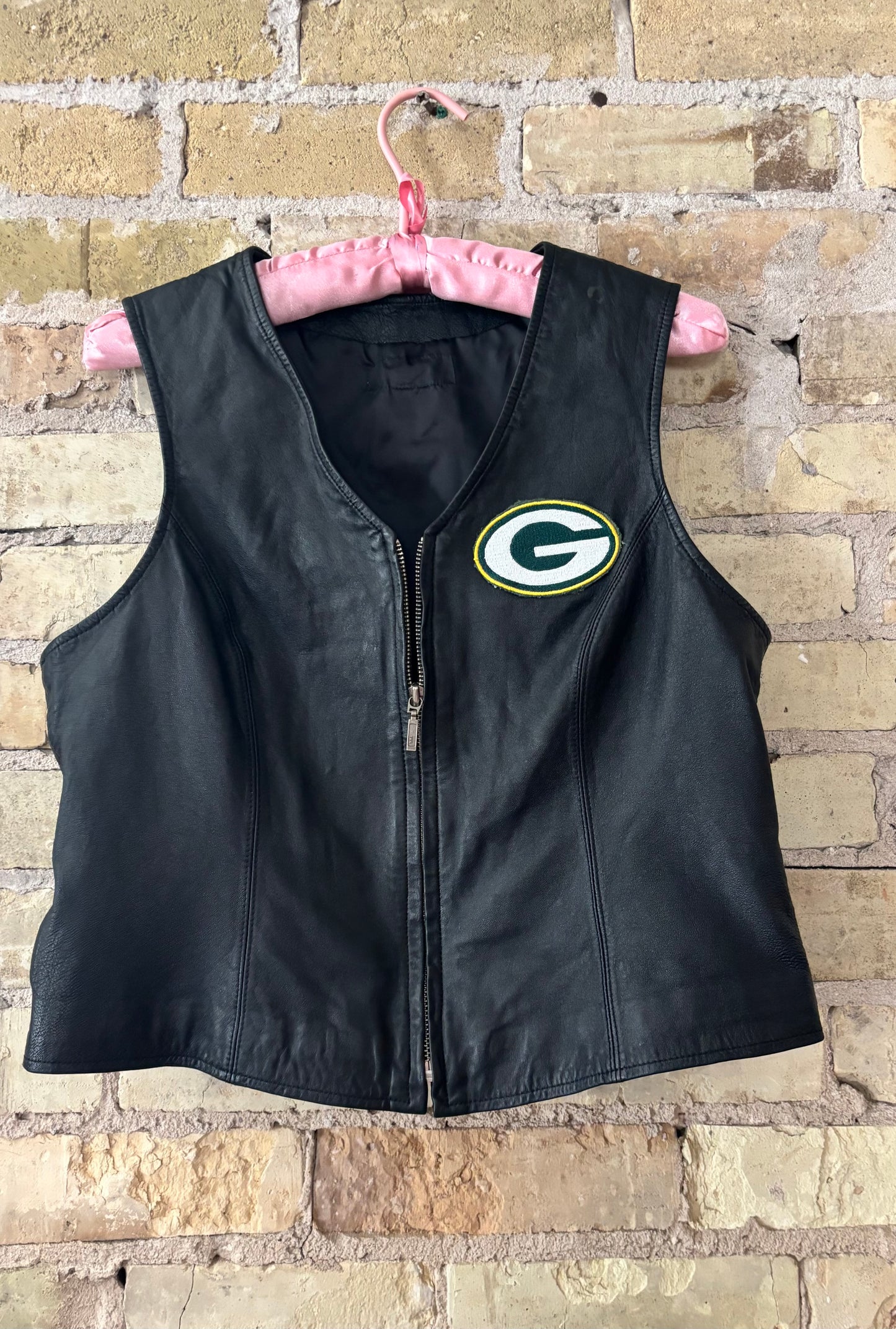 Black Vintage Leather Game Day Vest
