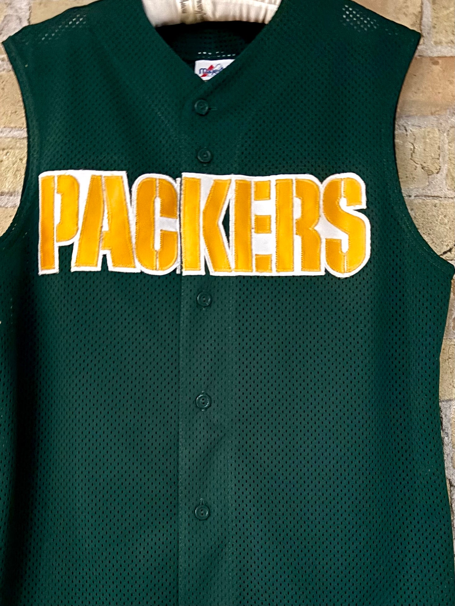 Rare Vintage GB Packers Button up sleeveless Baseball Jersey