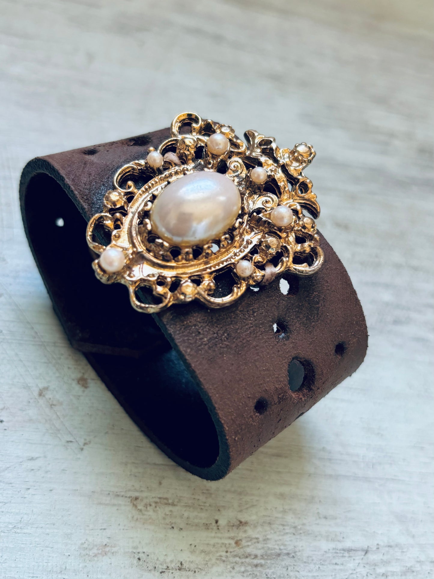 Handmade reclaimed Leather Gypsy Bracelet