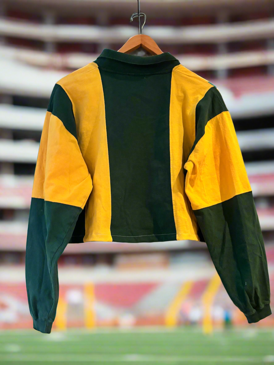 Reworked Vintage Green Bay Packers Rugby cropped Polo Shirt