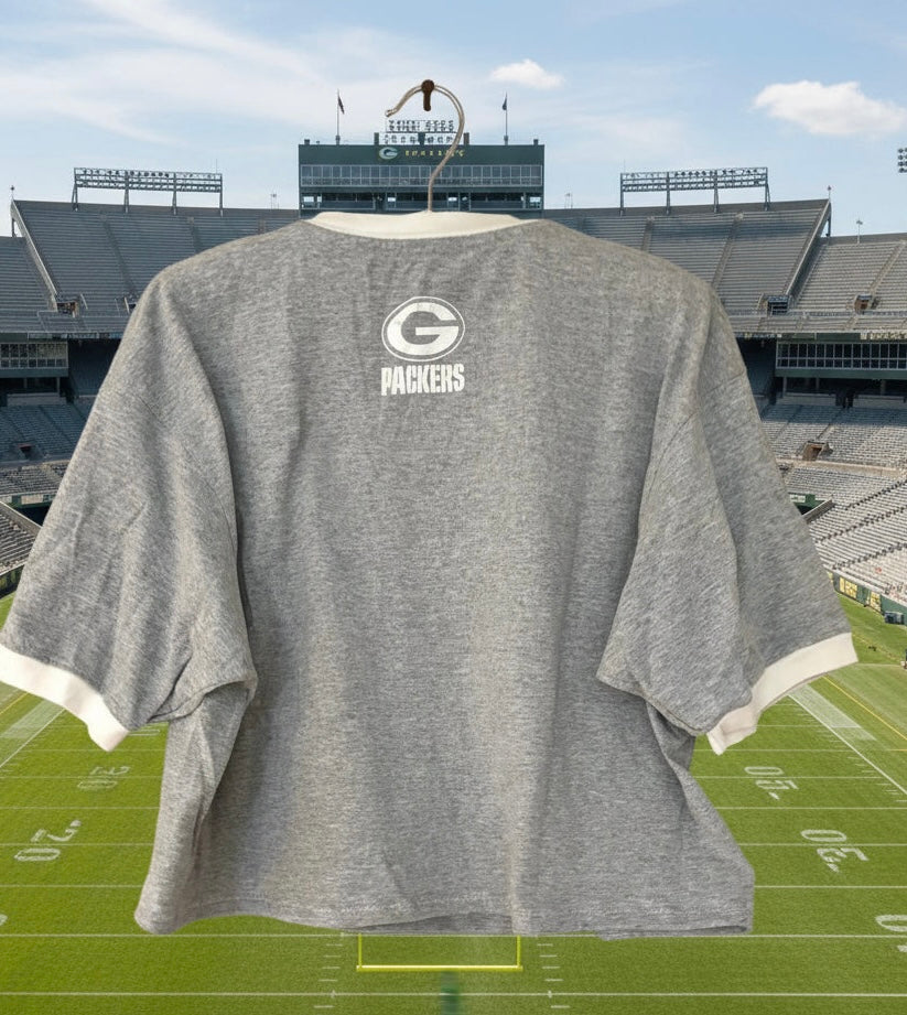 Reworked 90s Green Bay Packers Crop Top Ringer Tee