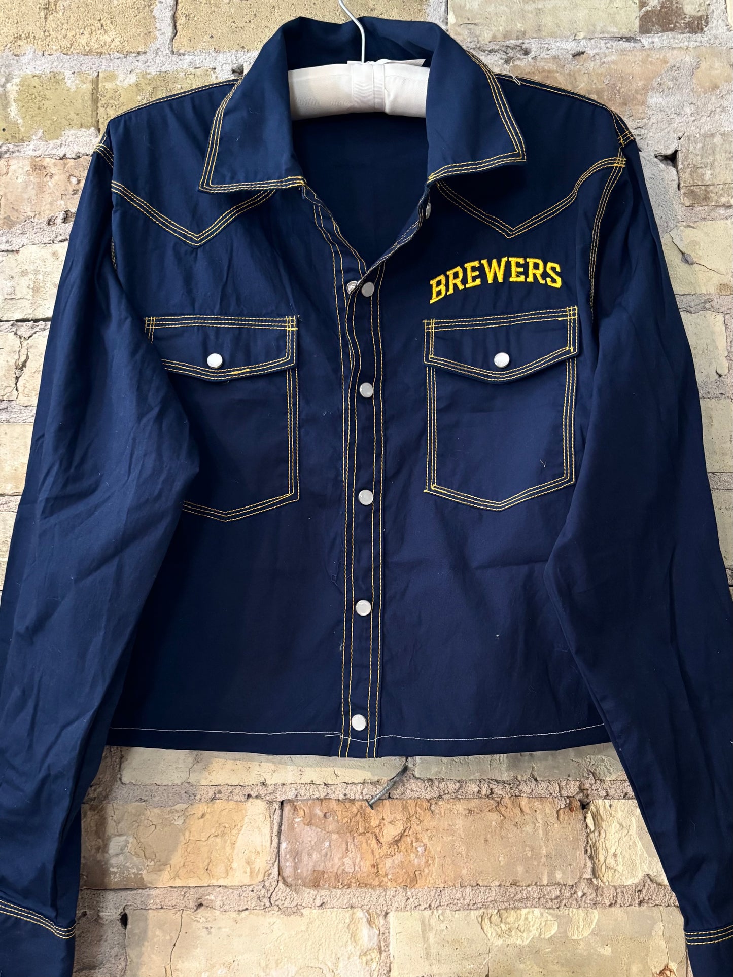 Western Cropped Brewers Game Day Button up Shirt