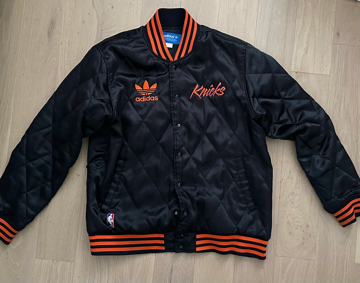 Vintage 90’s Adidas NY Knicks quilted satin bomber Varsity jacket