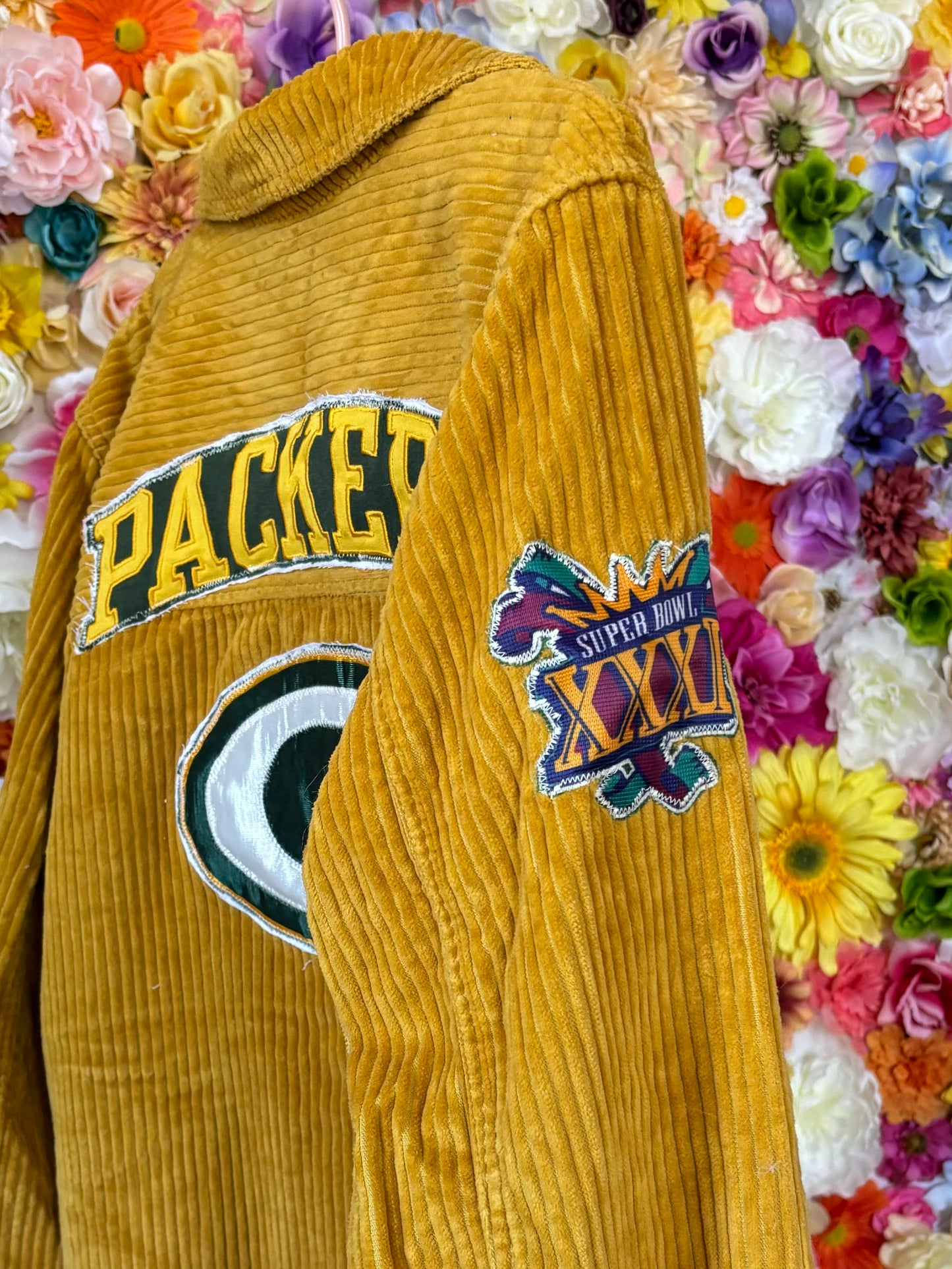 Reworked Vintage Packers Wide Corduroy Harrington Game Day Jacket