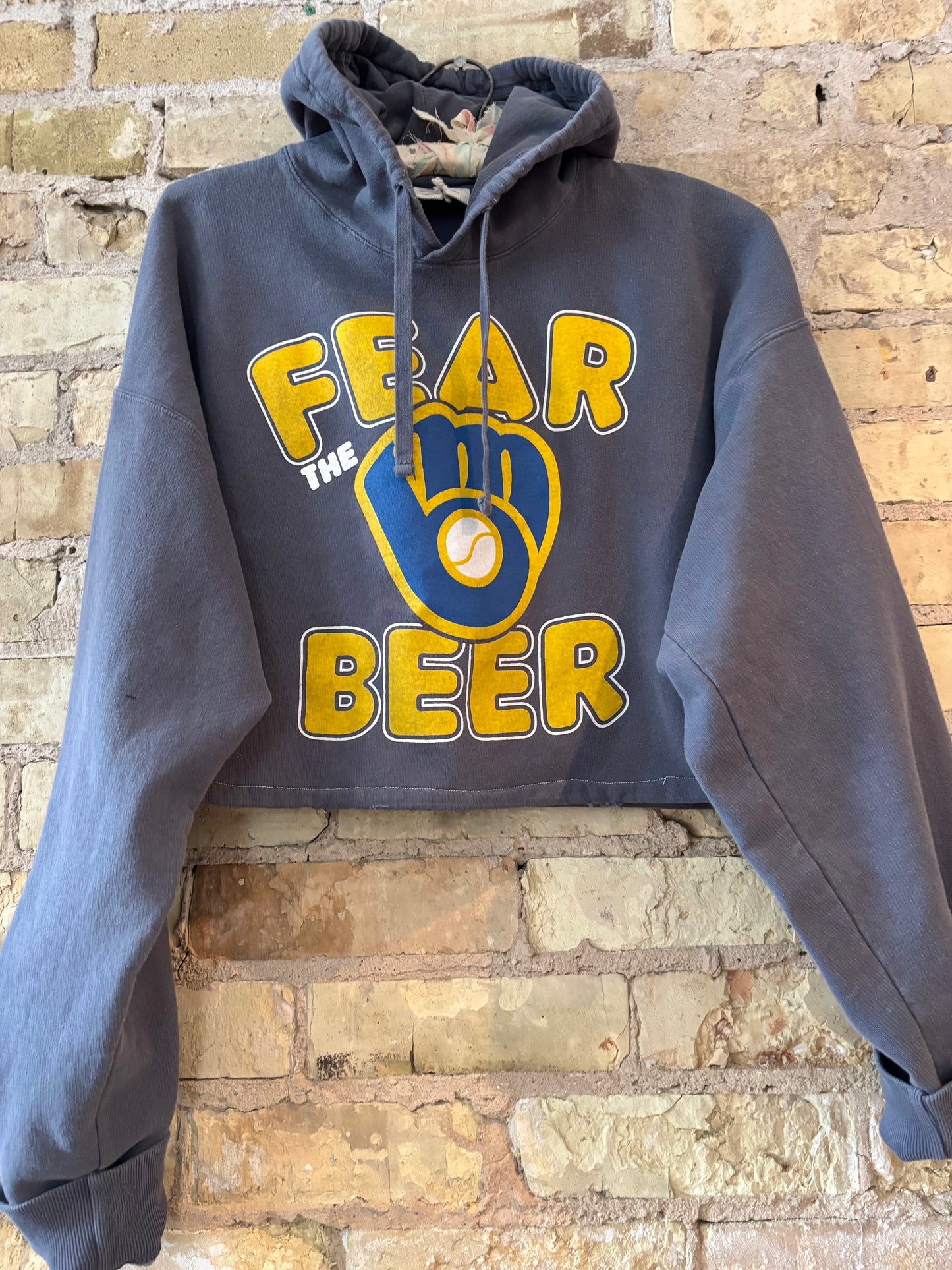 Reworked over dyed Brewers GameDay Cropped Hoodie