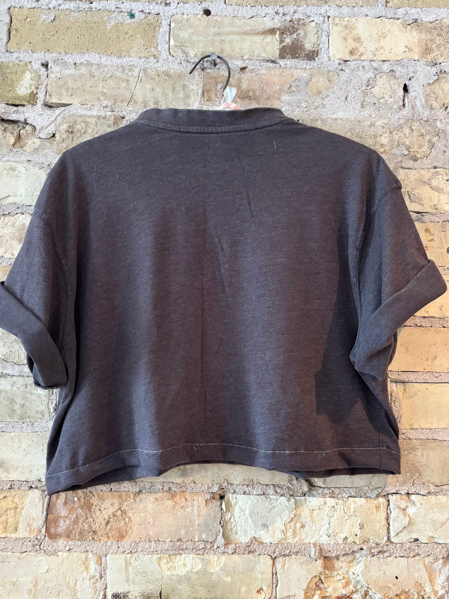 Reworked Milwaukee Brewers vintage Over dyed Cropped Crewneck T-Shirt