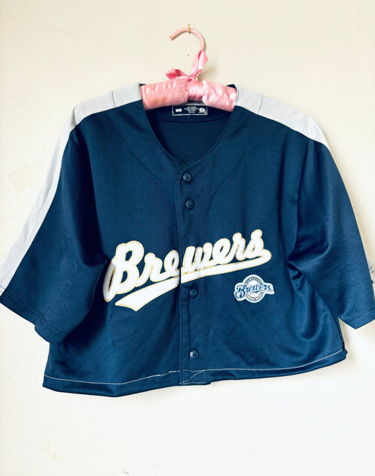 Reworked Milwaukee Brewers Button up Baseball Jersey