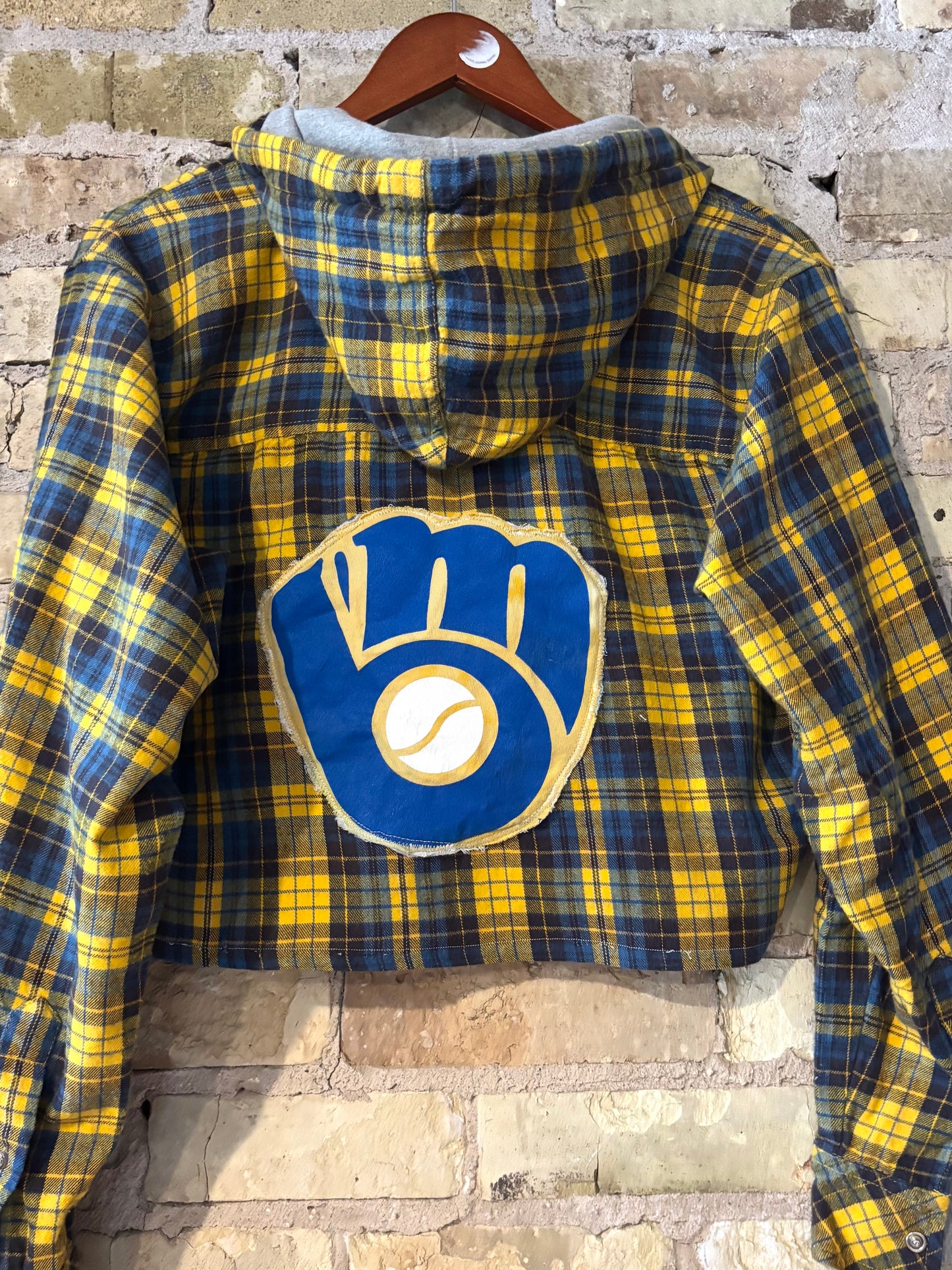 Brewers Game Day Cropped Hoodie Flannel