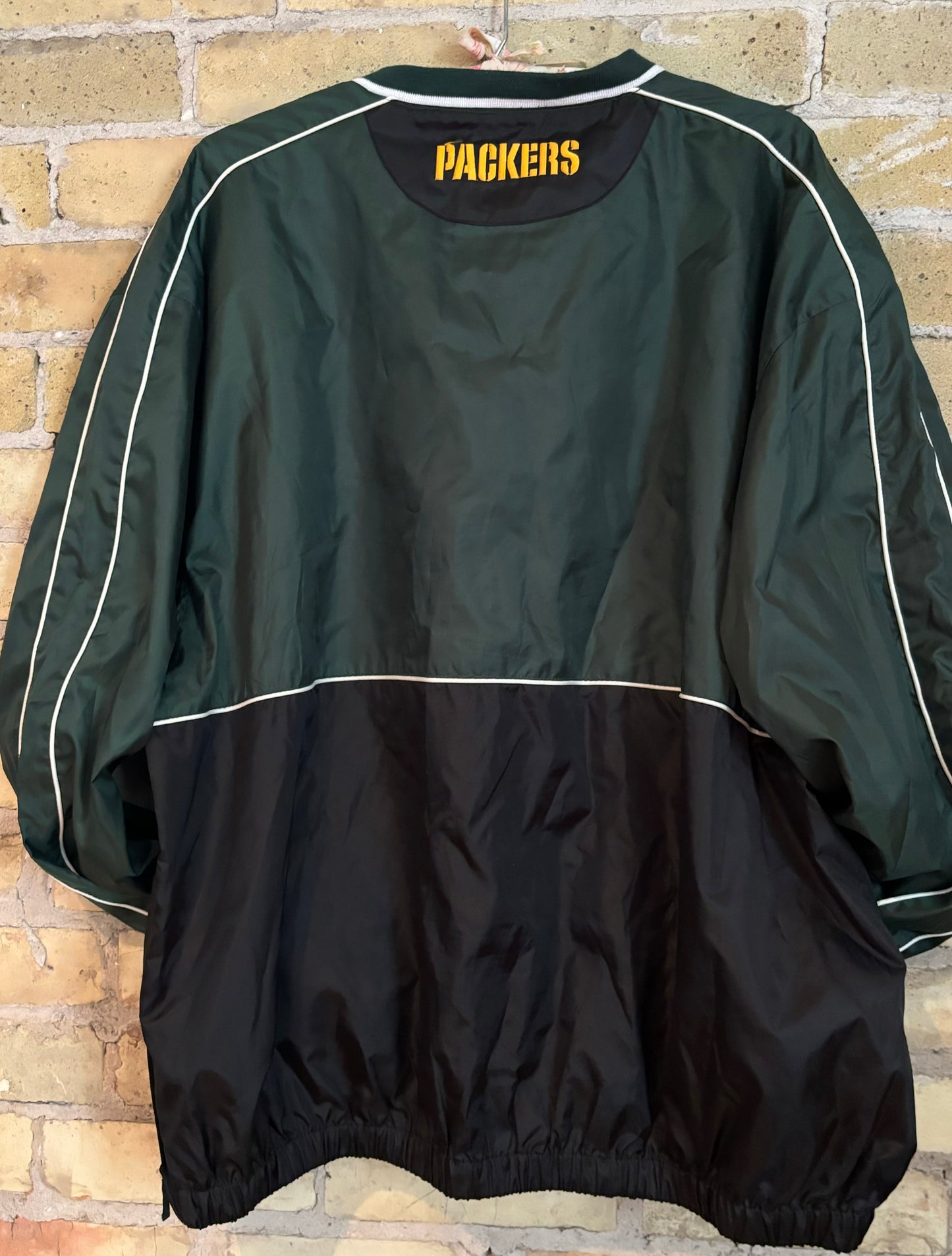 Vintage 90s Green Bay Packers 2 Tone Retro V Neck Pullover Windbreaker