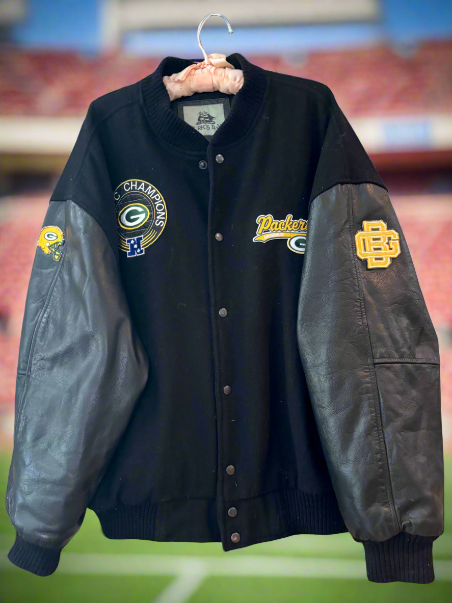 Custom Reworked vintage Leather Varsity Bomber Jacket