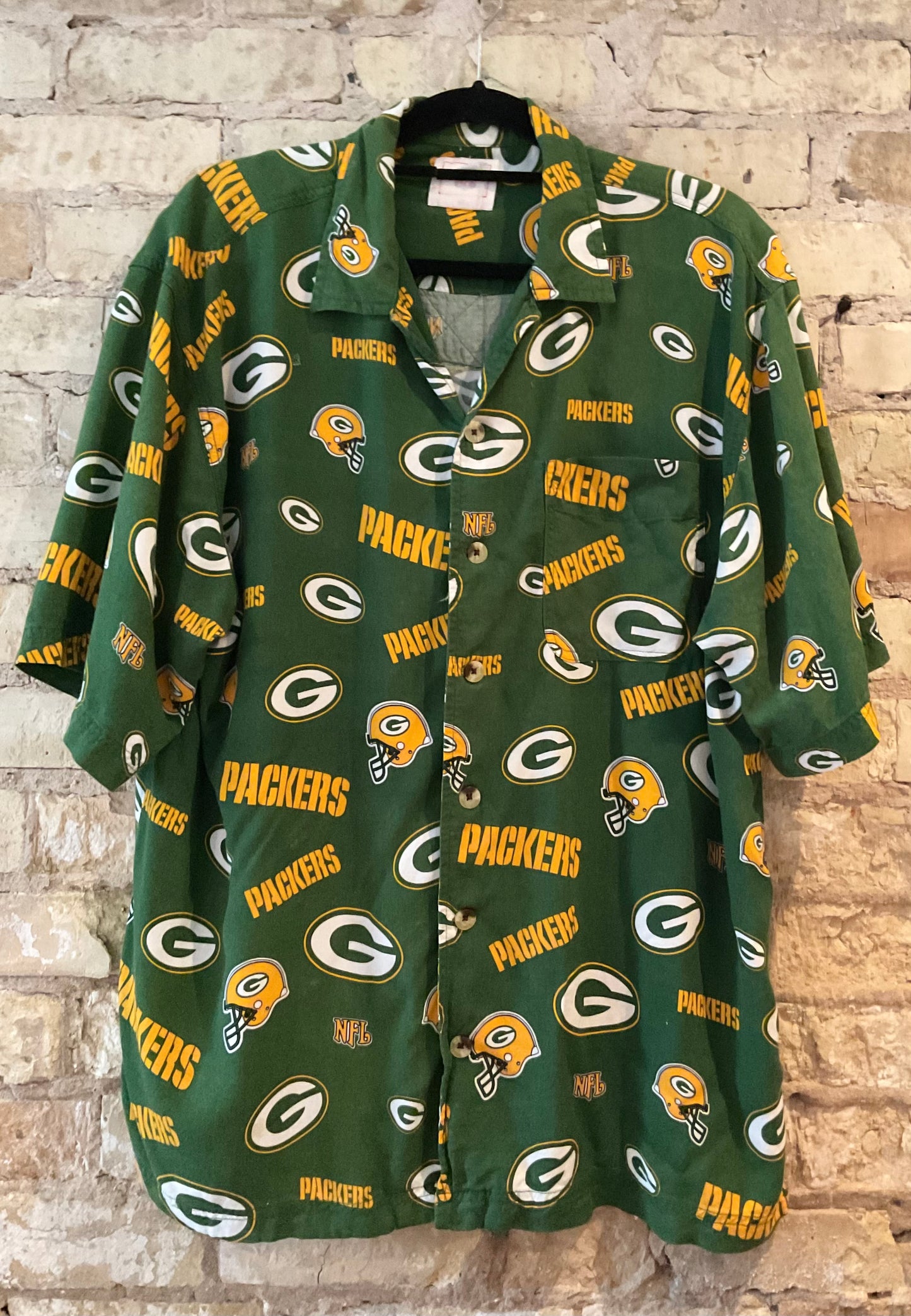 Vintage PACKERS NFL all over Print S/S Hawaiian Shirt