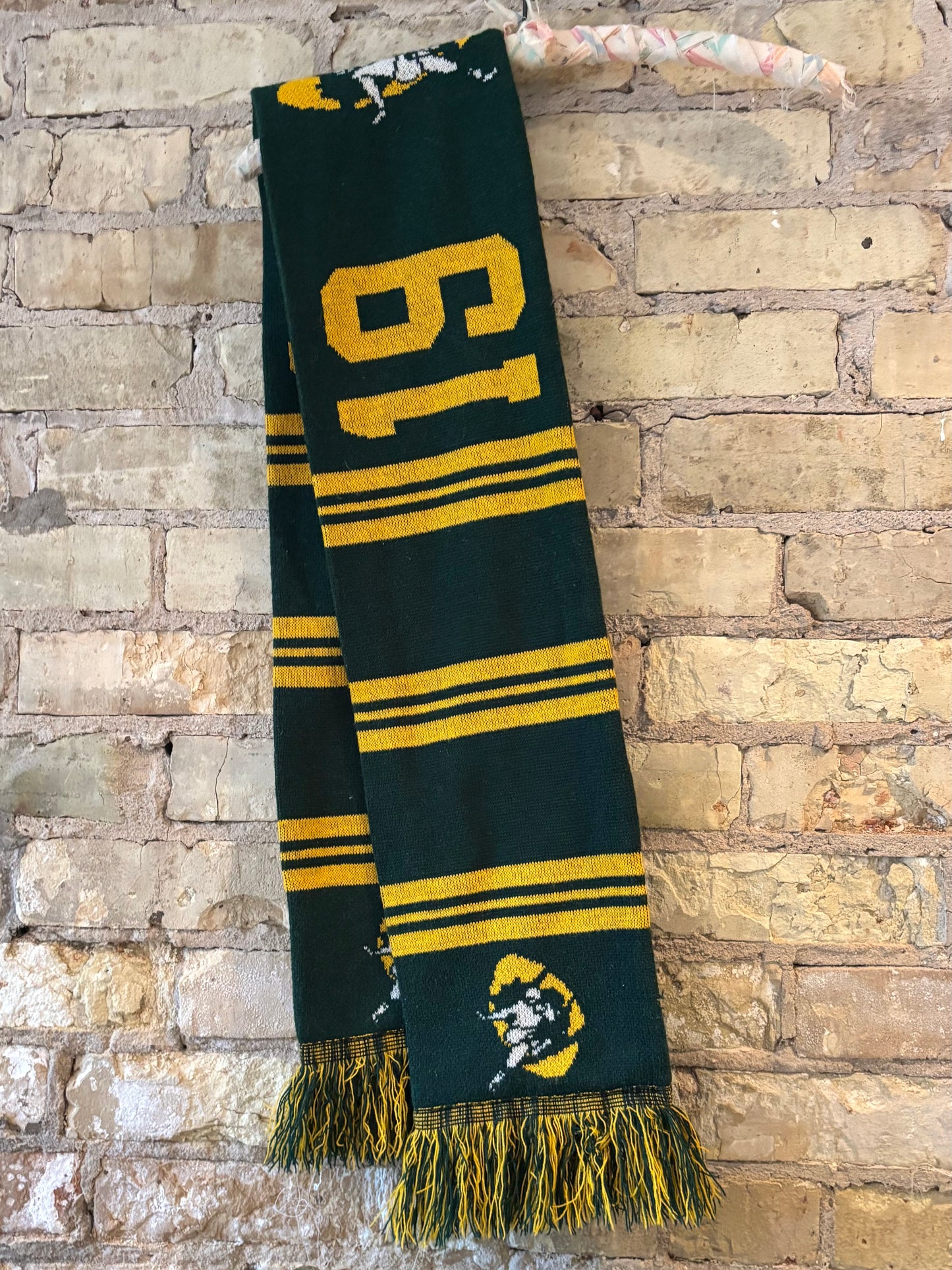 Vintage NFL PACKERS winter knit scarf with Fringe