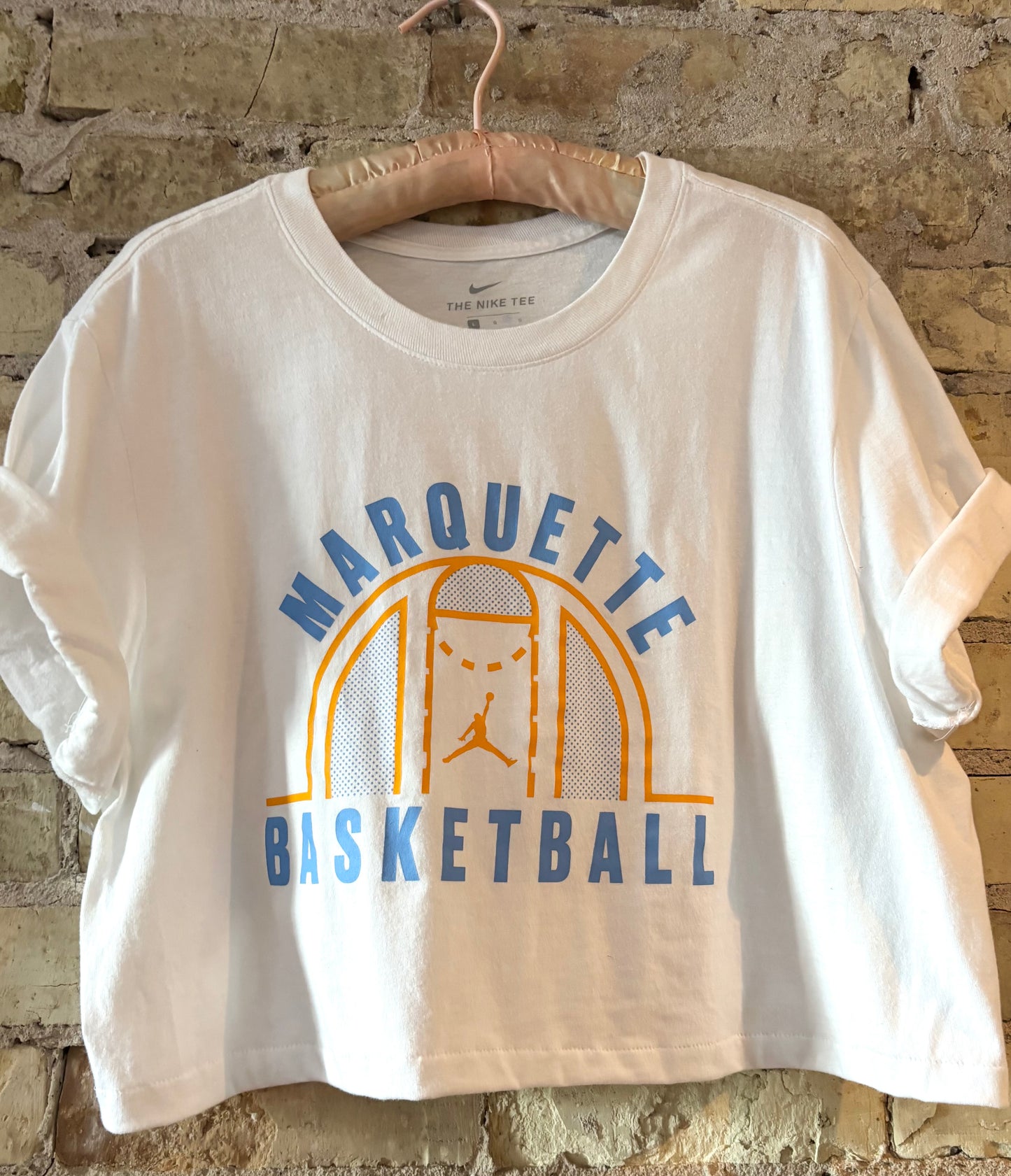 Reworked Retro Marquette University Crop Top Nike T-shirt