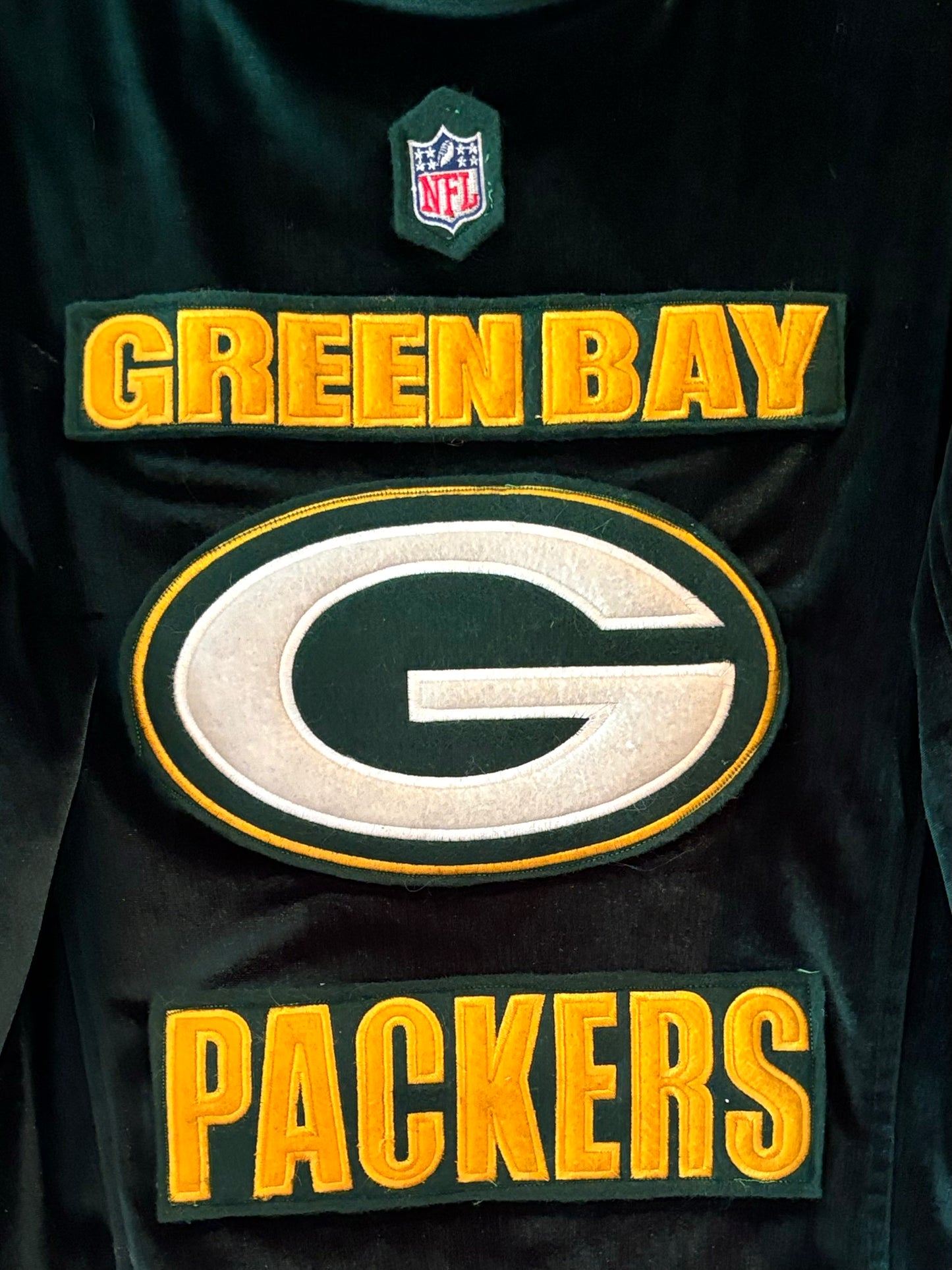 Reworked EmeraldGreen Plush Velvet Packers Game Day Jacket