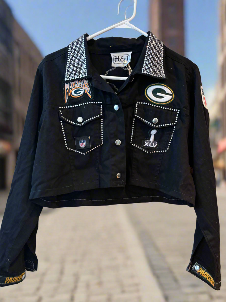 Reworked Vintage Rhinestone Crop Jacket
