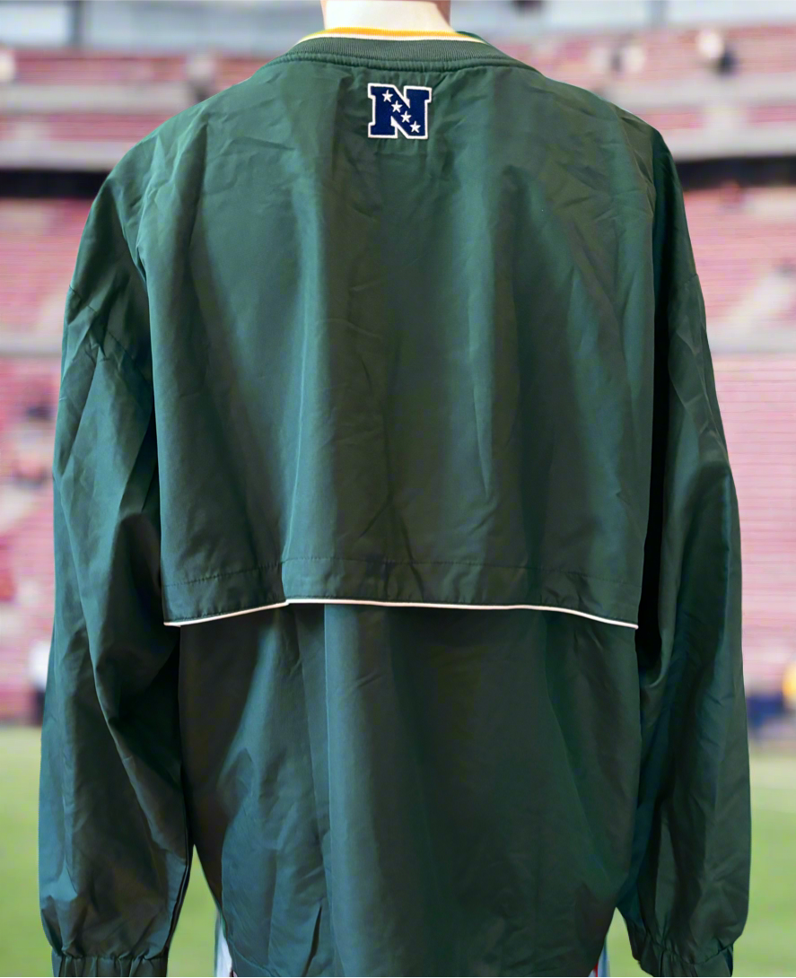 Vintage Green Bay Packers Color Block V Neck Windbreaker Pullover