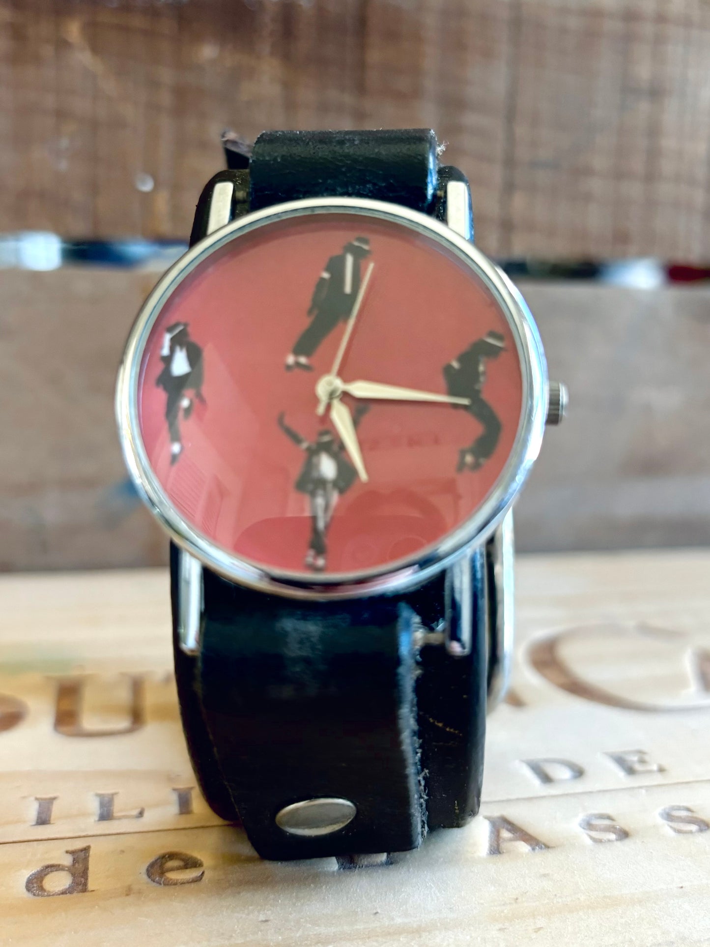 Handmade Distressed Leather wristband Cuff Watch