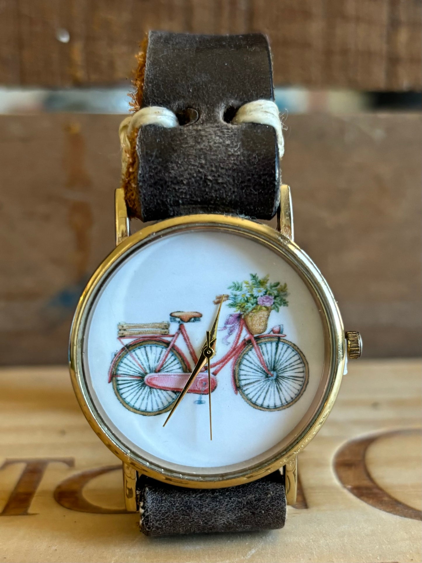 Handmade Distressed Leather Wristband Cuff Watch