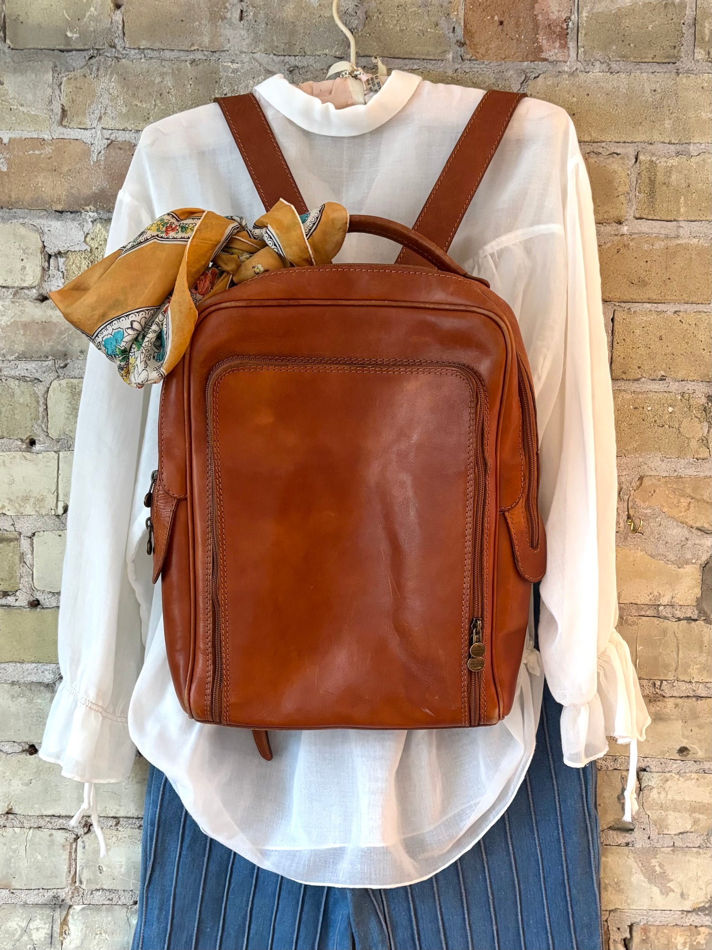 Vintage 70’s Distressed leather Backpack Purse Boho Bag