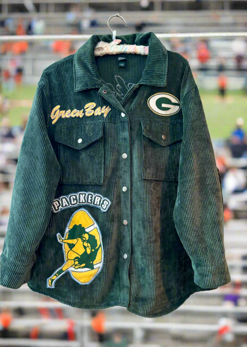 Reworked Snap up Corduroy Game Day Shirt Jacket