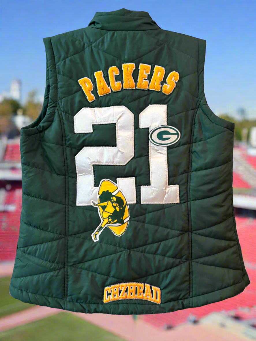 Reworked Retro NFL Packers Zip up Puffer Vest