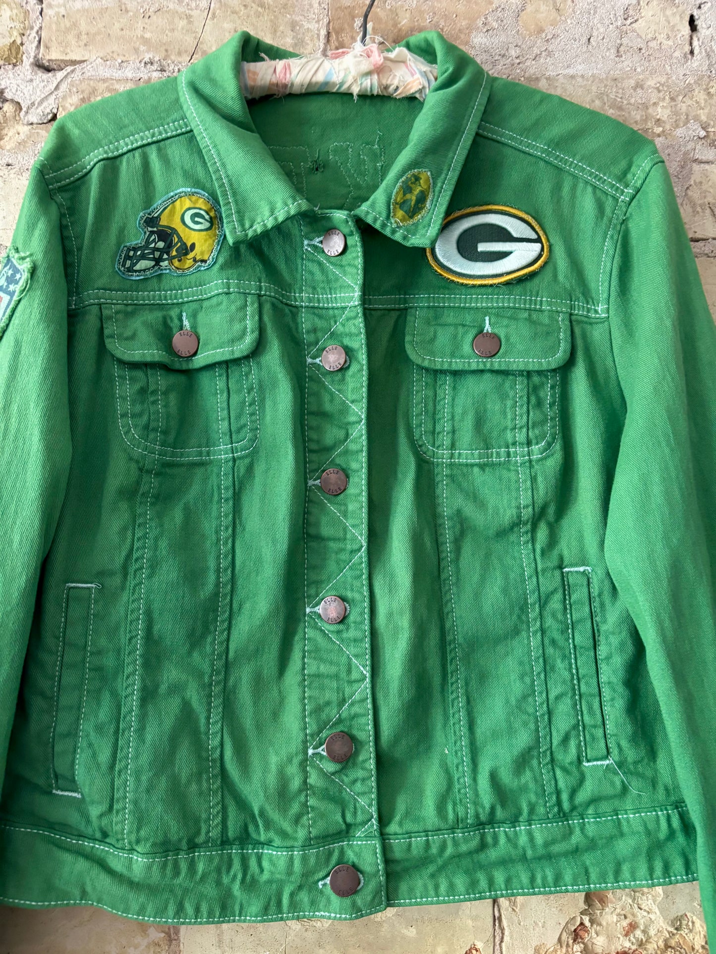 Reworked Over dyed Game Day Denim Jean Jacket