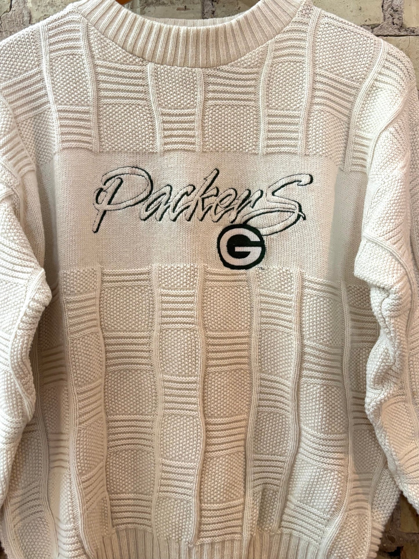 Vintage 80’s Packers NFL handKnit Cotton Sweater