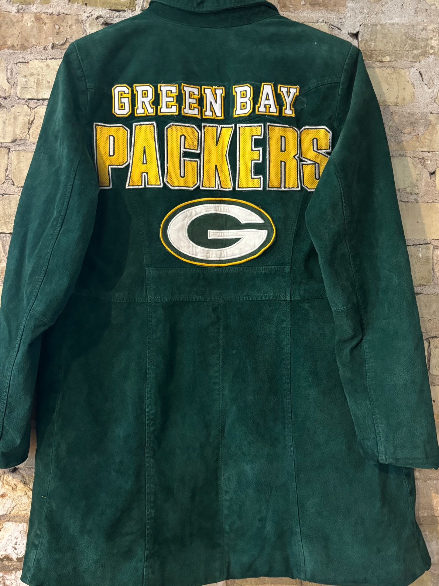 90’s 3/4 Length Emerald Green Suede Game Day Coat Jacket