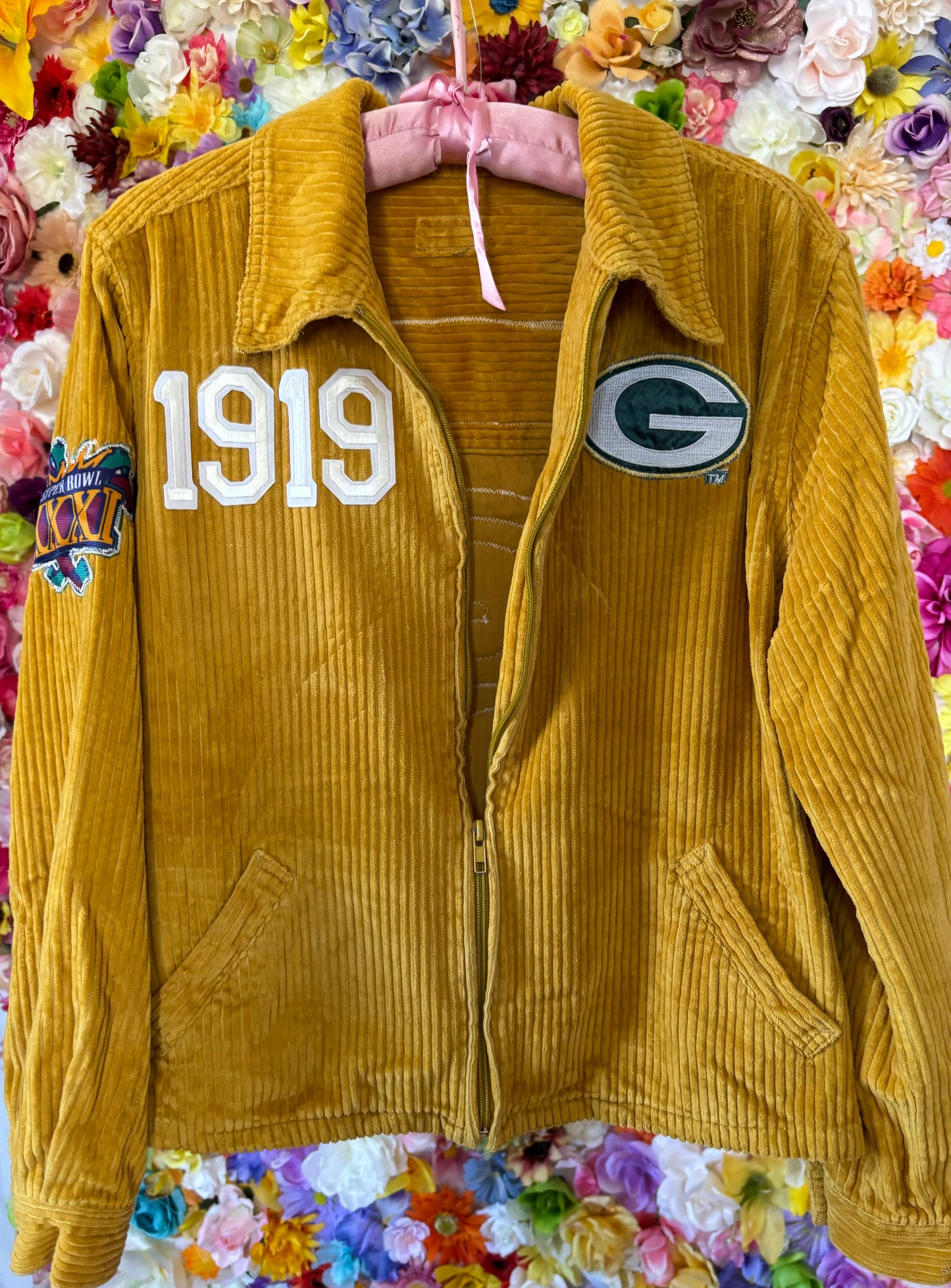 Reworked Vintage Packers Wide Corduroy Harrington Game Day Jacket