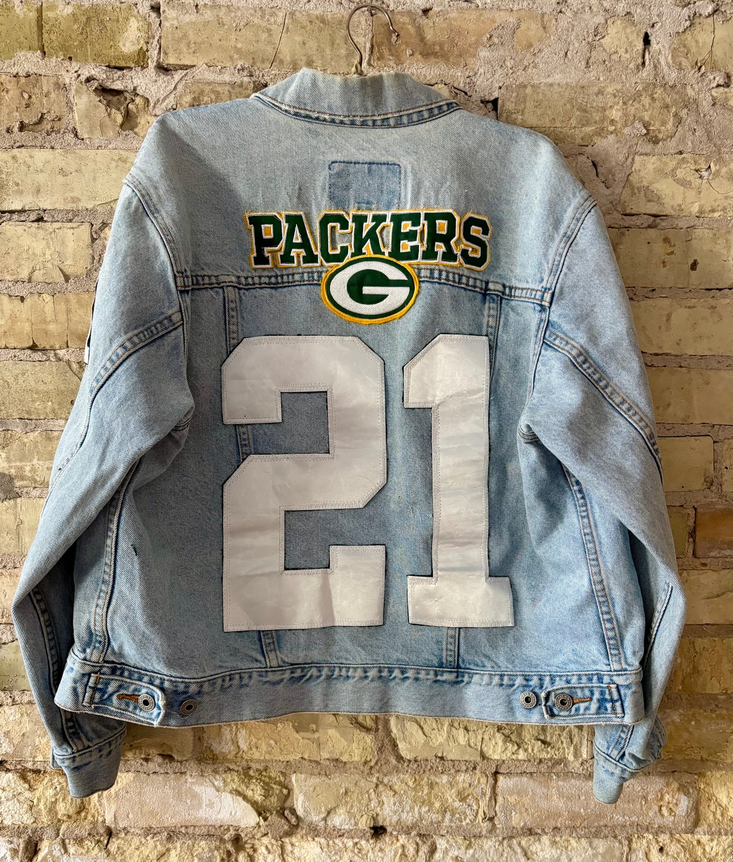 Reworked Packers Retro Game Day Denim Jean Jacket