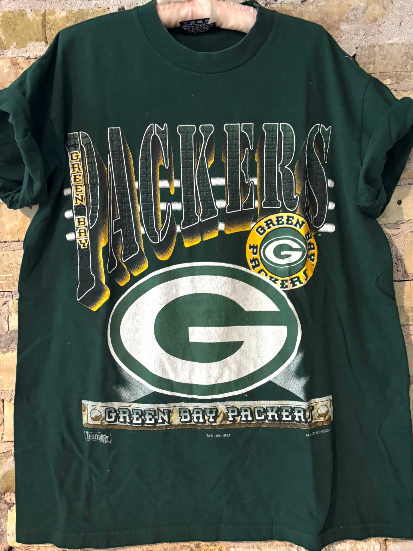 Rare Vintage 90’s Green Bay Packers All Over Graphic T-shirt by Magic Johnson Tee’s