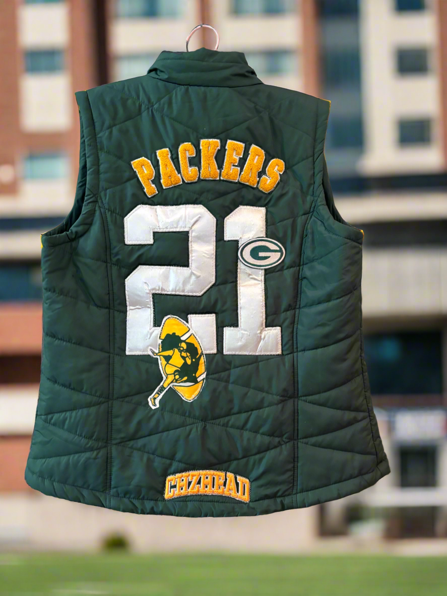 Reworked Retro NFL Packers Zip up Puffer Vest