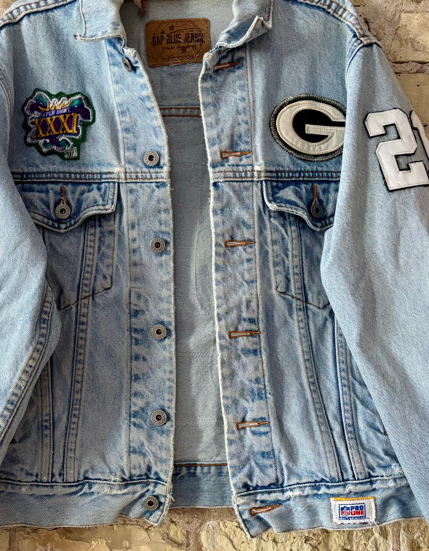 Reworked Packers Retro Game Day Denim Jean Jacket