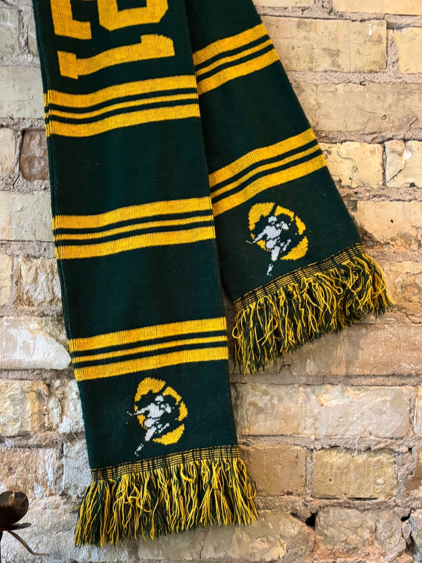 Vintage NFL PACKERS winter knit scarf with Fringe