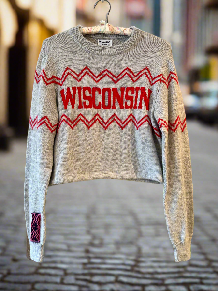 Reclaimed Wisconsin Badgers Vintage Alpaca cropped Crewneck sweater