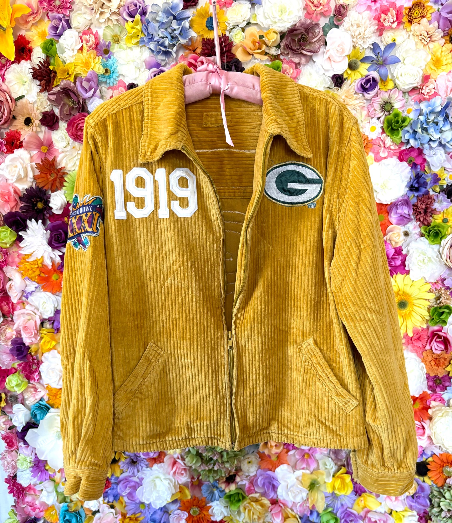 Reworked Vintage Packers Wide Corduroy Harrington Game Day Jacket
