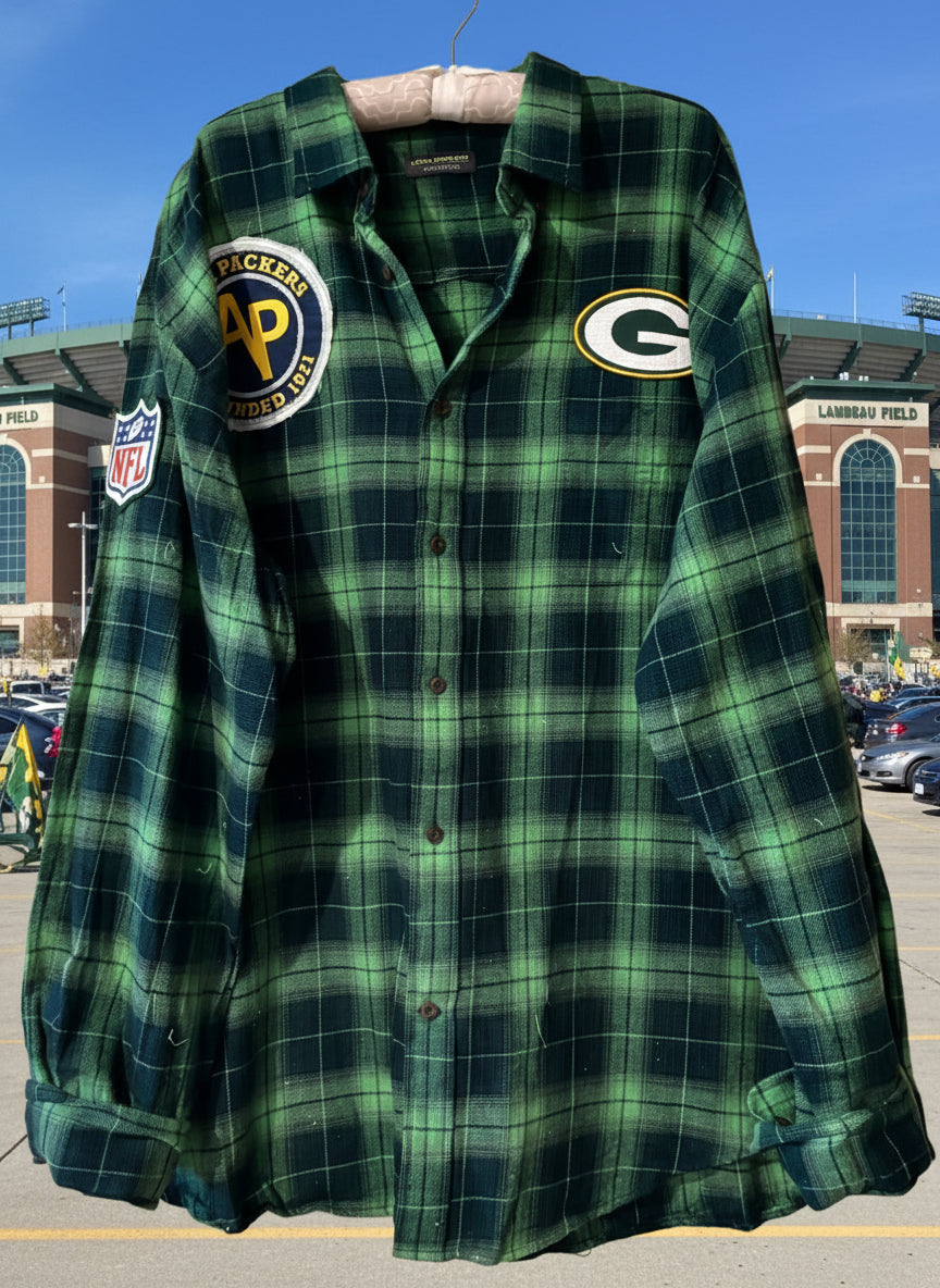 Reworked Packers Game Day Flannel Shirt