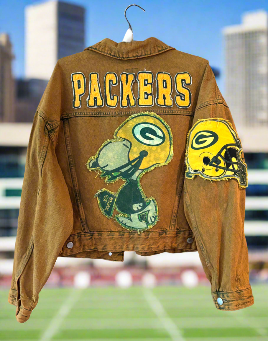 Reworked over dyed Retro Denim Game Day Jean Jacket