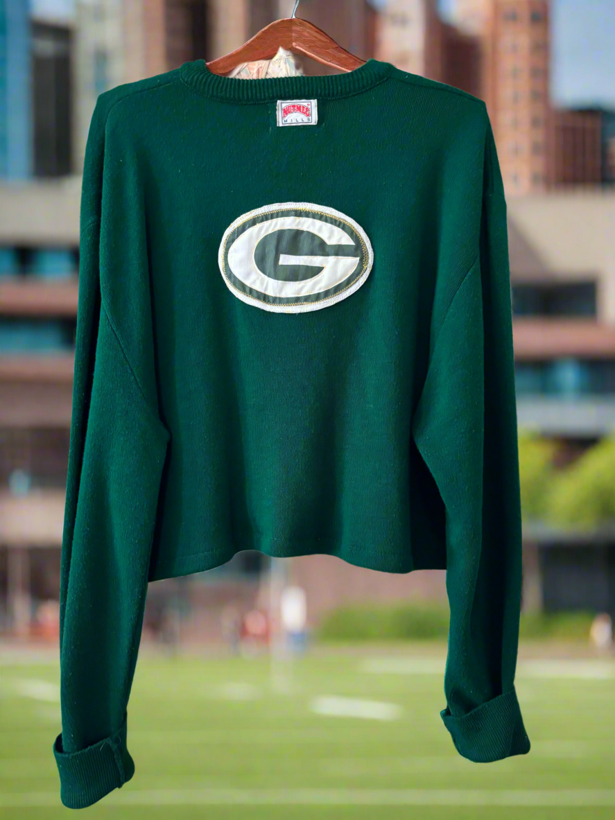 Reworked vintage Nutmeg Green Bay Packers Member Club V Neck Sweater