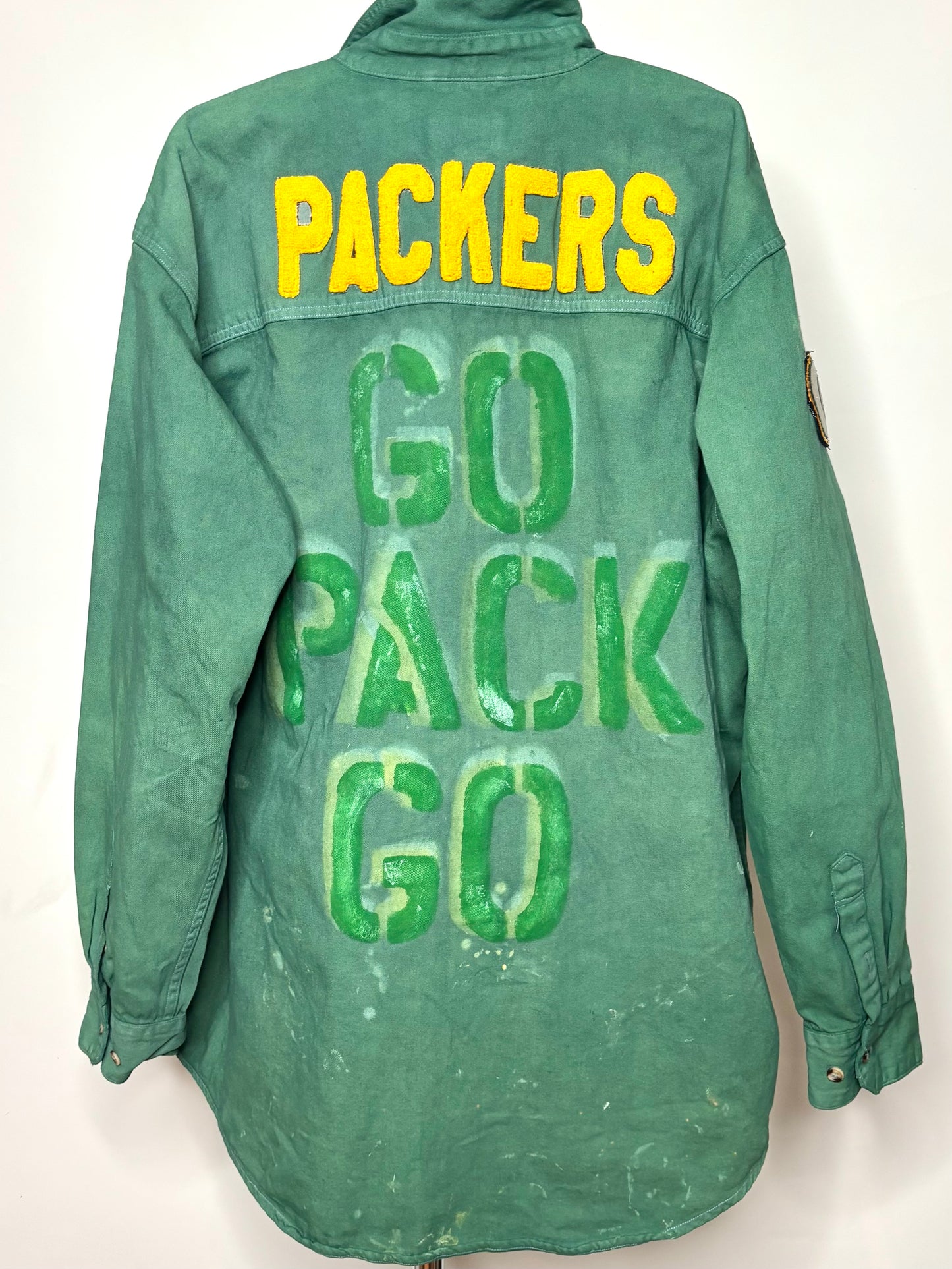 Overdyed Retro Graffiti Denim Game Day Jean Shirt