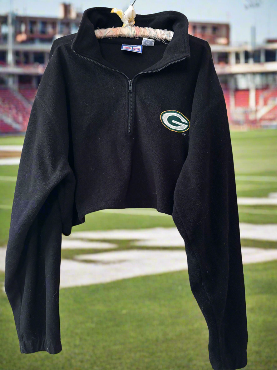 Reworked vintage Packers LOGO 7 1/4 Zip Cropped Fleece