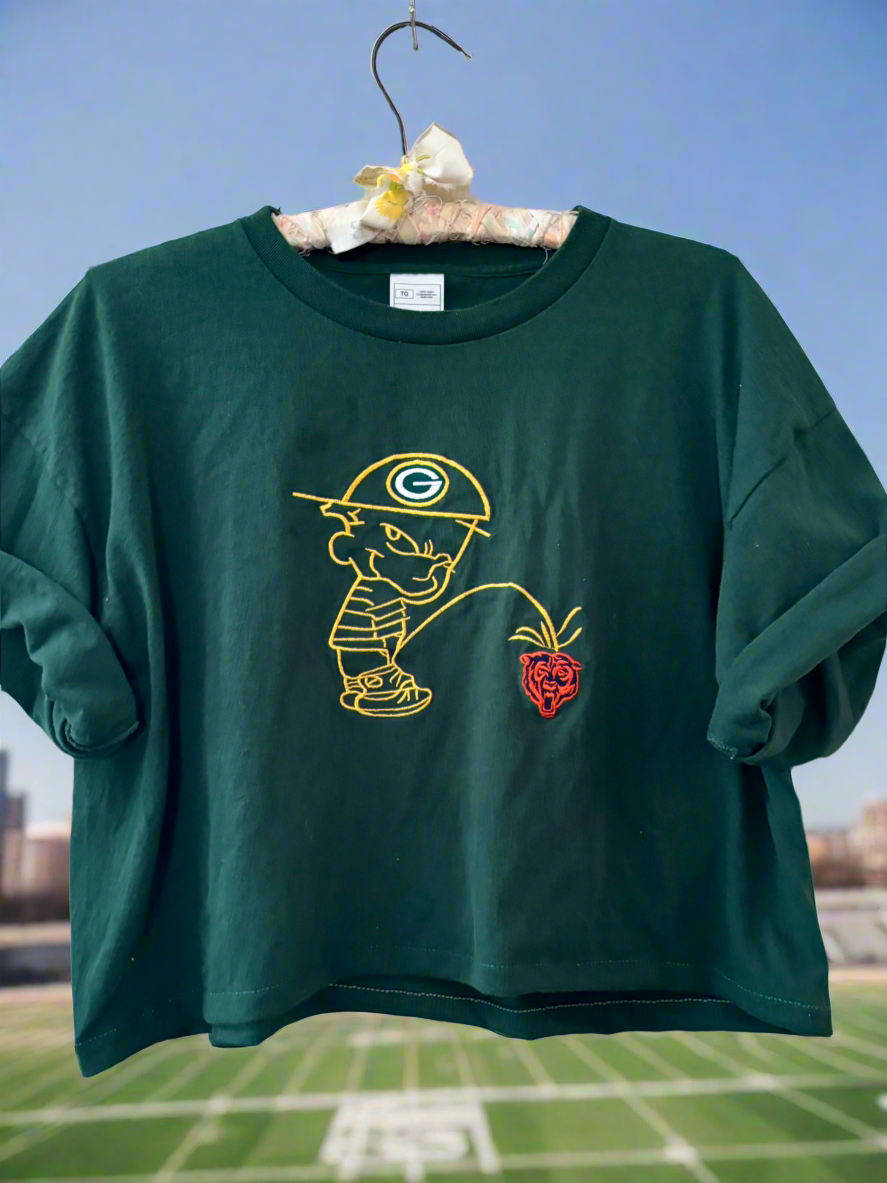 Reworked Vintage Packers /Bears cropped Tee