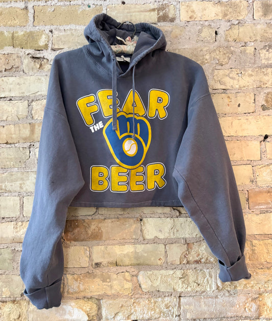 Reworked over dyed Brewers GameDay Cropped Hoodie