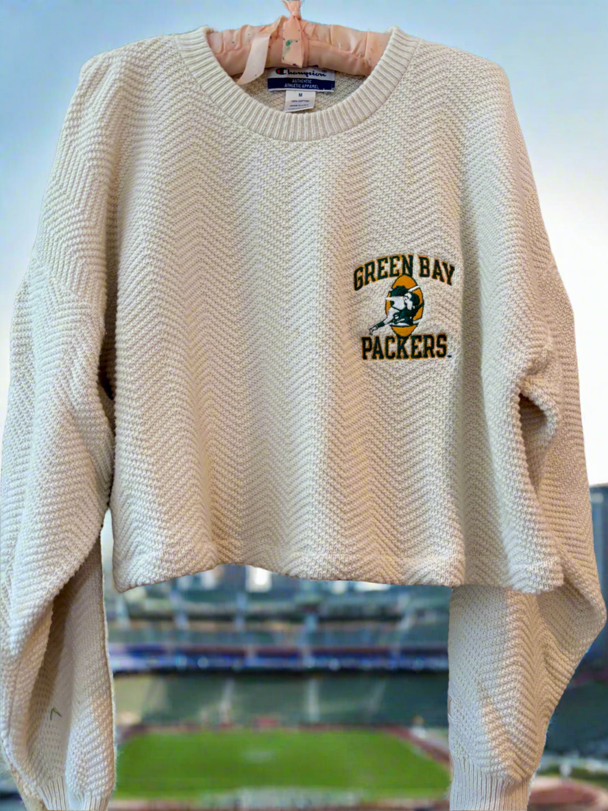 Reworked Packers 90’s handKnit oversized Cotton Sweater