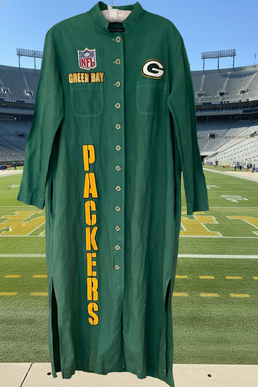 Reworked Packers Game Day Maxi Duster Dress /Jacket