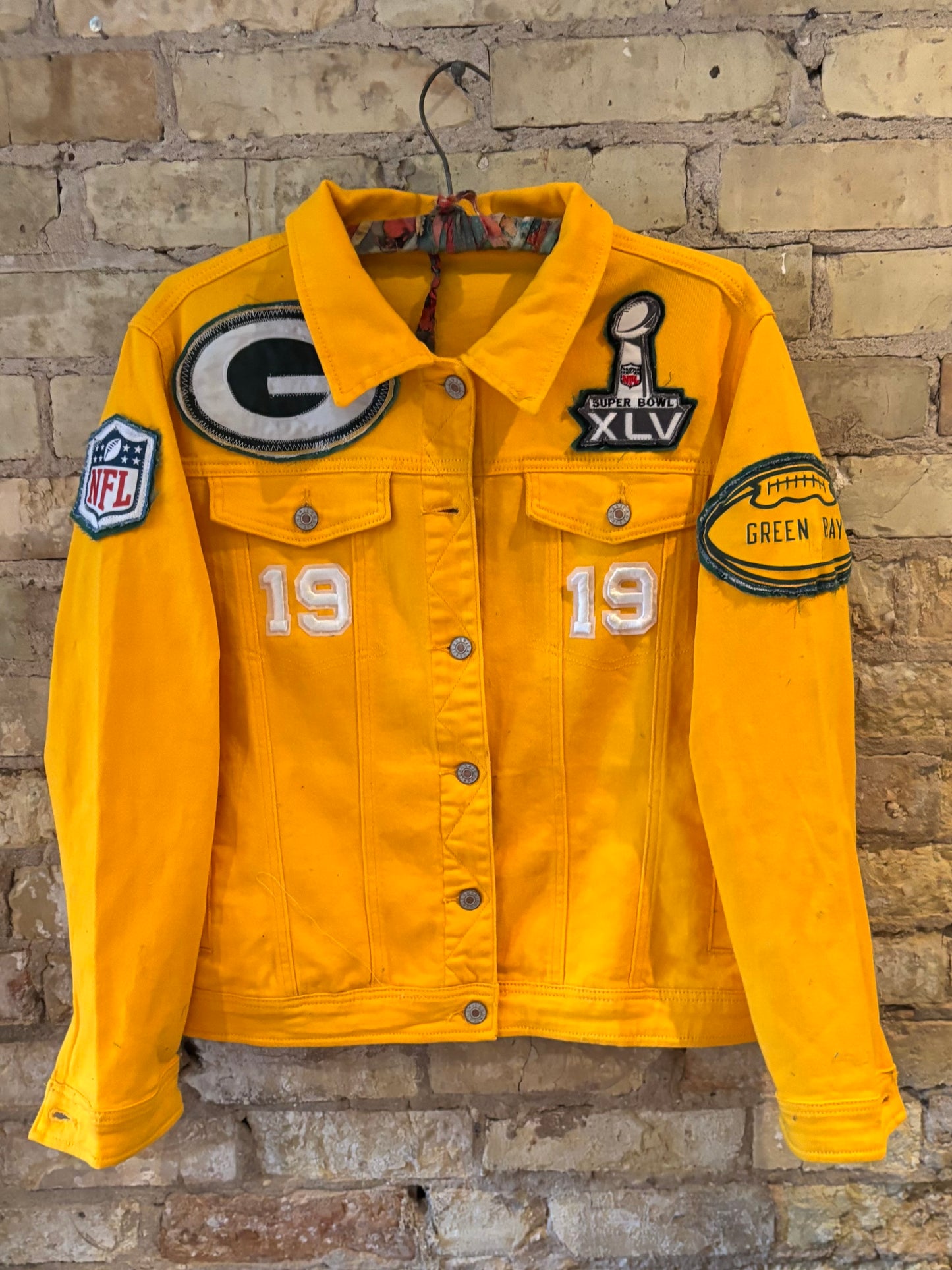Reworked Packers Retro Over dyed Game Day Denim Jean Jacket