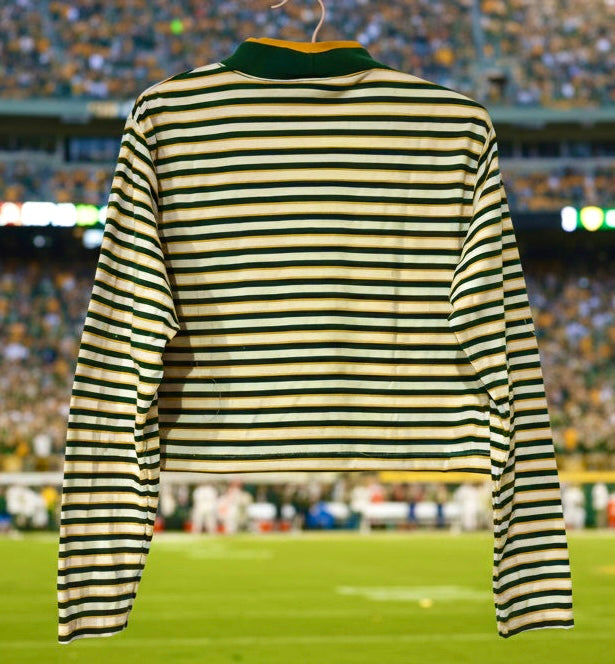 Reworked Vintage Green Bay Packers Striped Mock Neck Cropped shirt