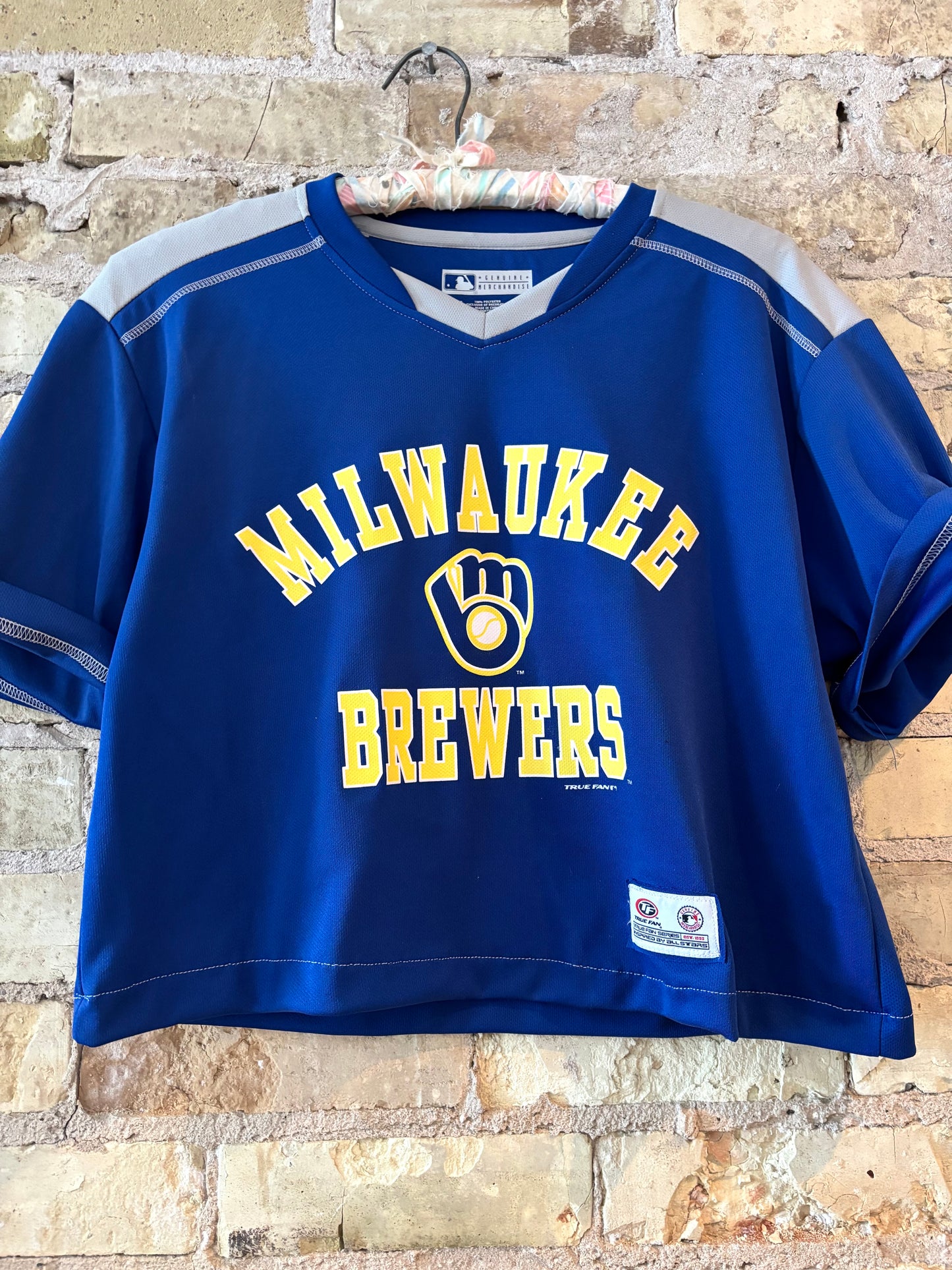 Reworked retro Milwaukee Brewers Cropped Jersey Tee