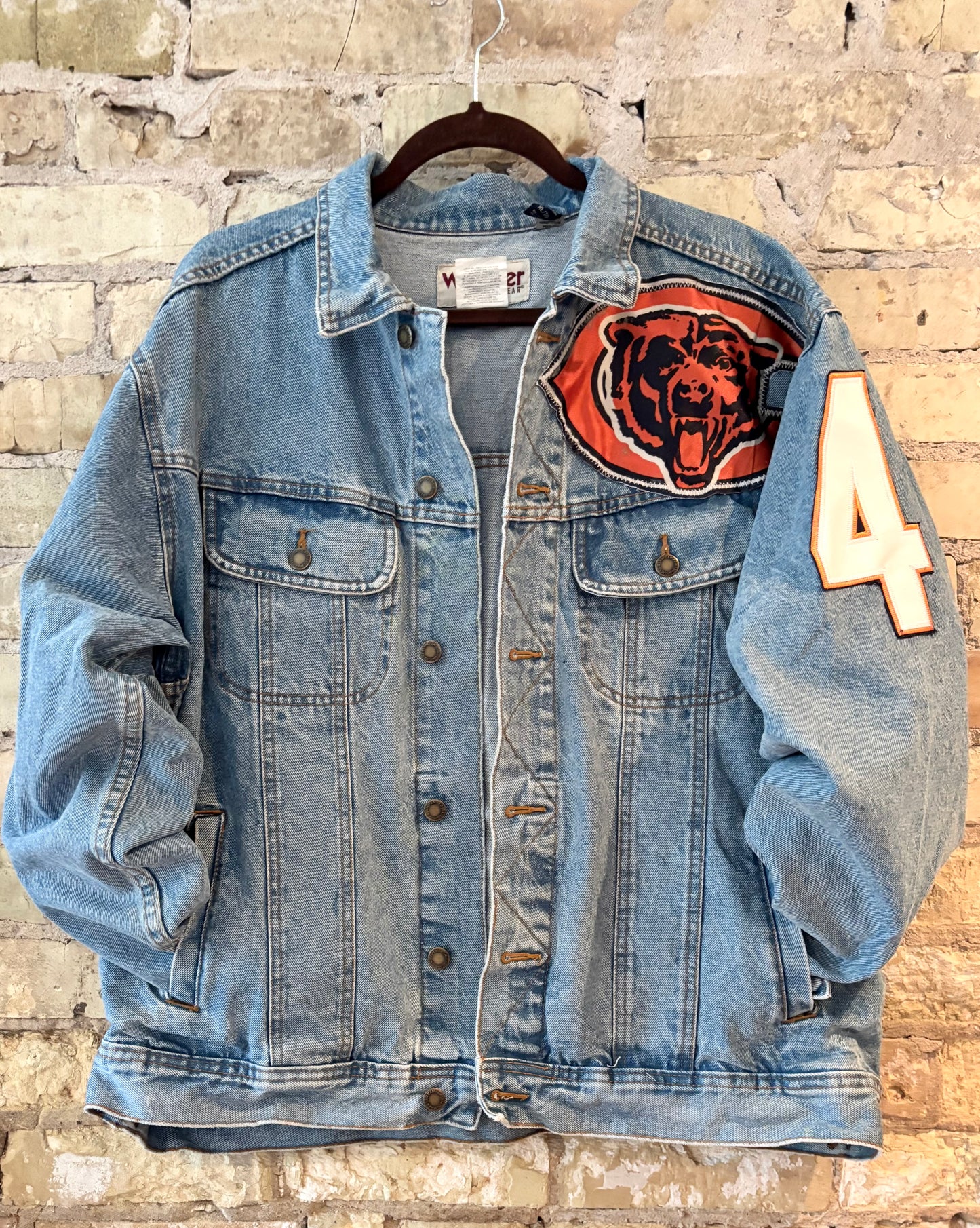 Reworked Over Sized Vintage Wrangler Game Day Denim Jean Jacket