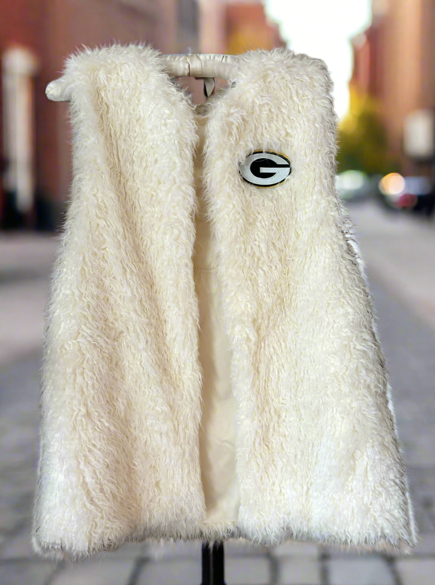 Reworked Shaggy Boho Game Day Faux Fur Vest